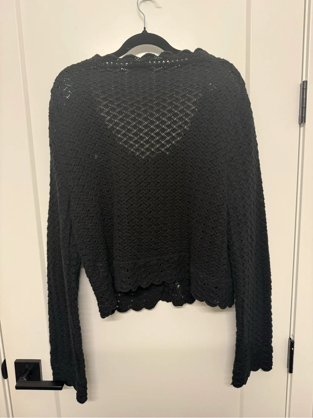 J. Crew Black Scalloped V-Neck Button Cardigan